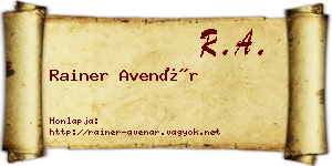 Rainer Avenár névjegykártya